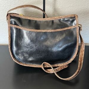 Bueno Black and Brown Vegan Leather Shoulder Bag